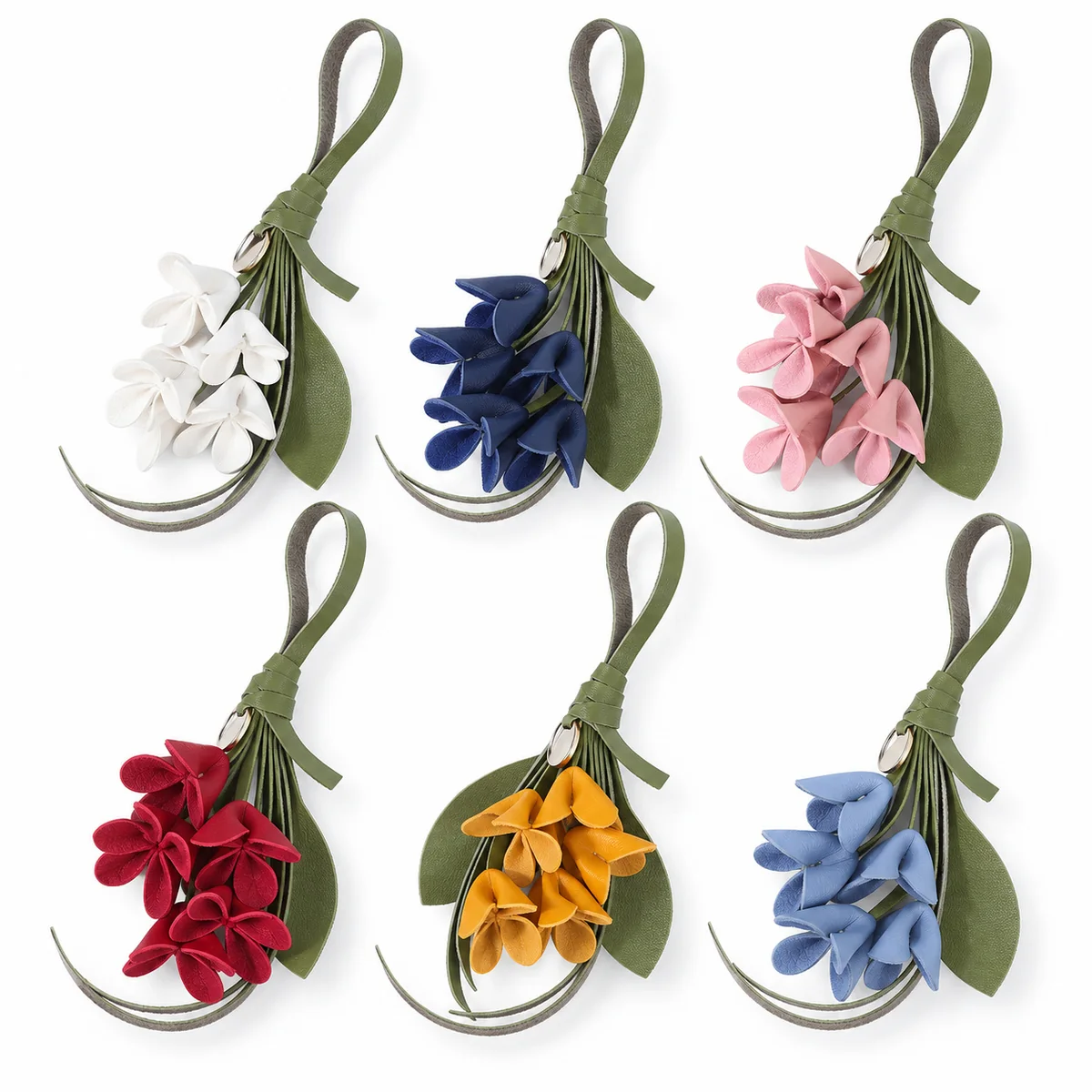 European Style Fashionable Osmanthus Flower Keychain PU Cute Bag Pendant High-end Feel