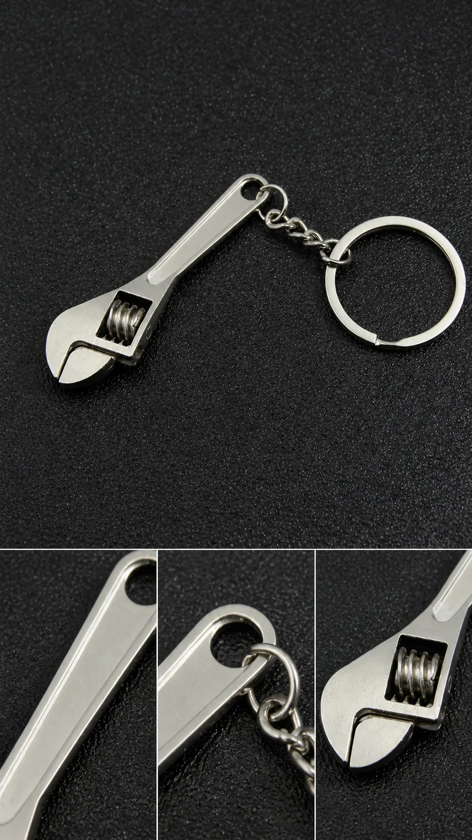 Mini Portable Metal Keychain Tool Set with Adjustable Wrench and Screwdriver Bits product detail 2