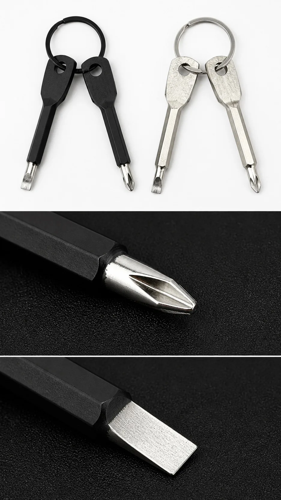 Mini Portable Metal Keychain Tool Set with Adjustable Wrench and Screwdriver Bits product detail 3