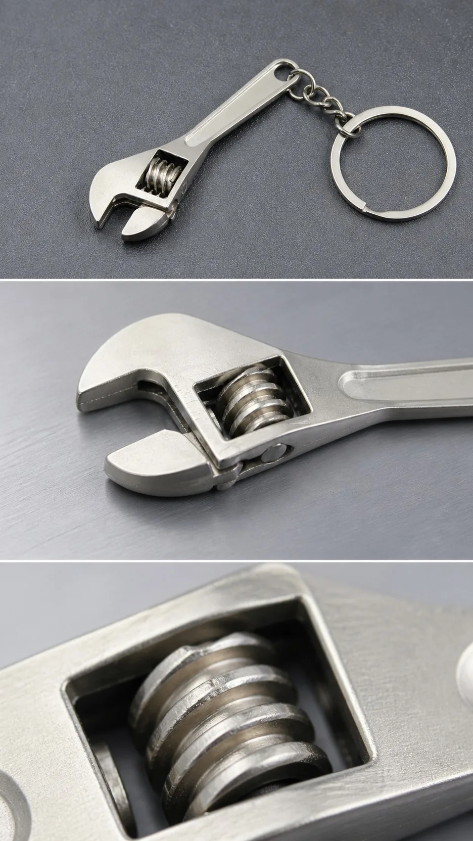 Mini Portable Metal Keychain Tool Set with Adjustable Wrench and Screwdriver Bits product detail 4